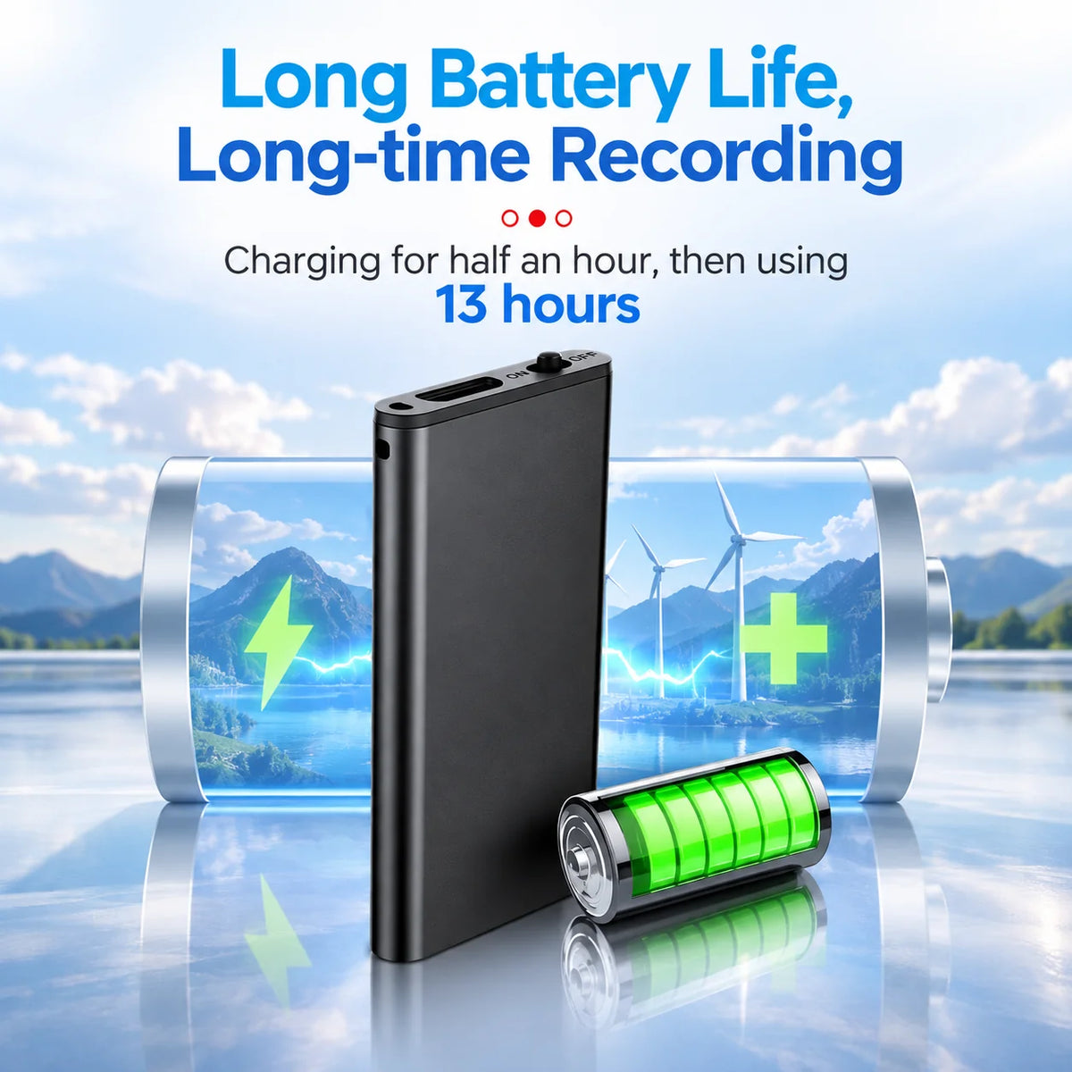 Mini Voice Recorder Voice-Activated 50-Hour Battery Pocket-Sized