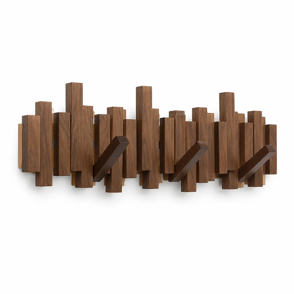 Minimalist Wall-Mounted Solid Wood Coat Rack