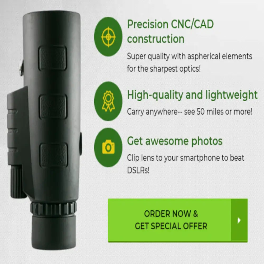 Monocular Telescope 10x Magnification Smartphone Holder & Tripod
