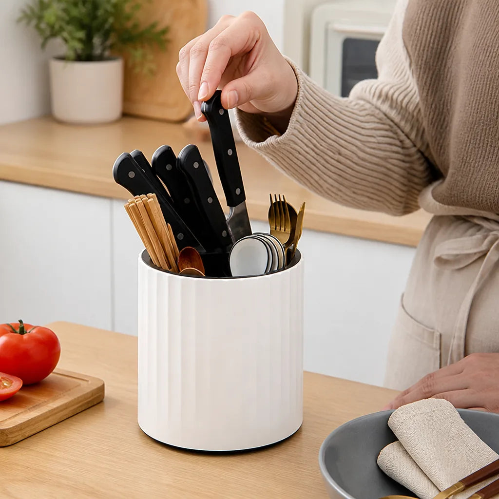 Multi-Compartment Rotating Cutlery Organizer (360°)