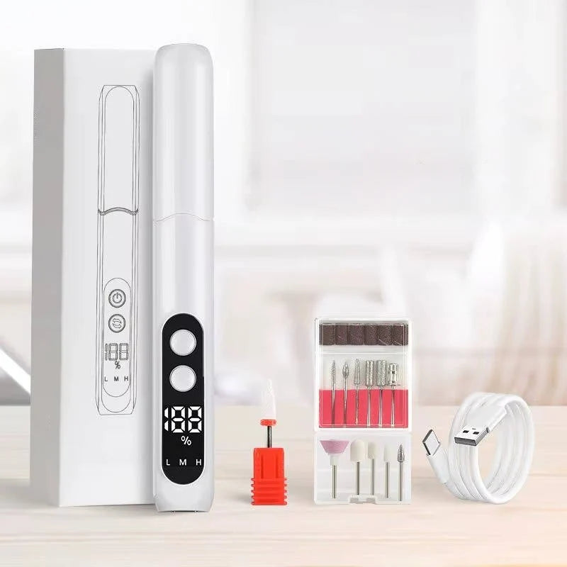 Nail Drill Kit Pen-Style 8 Interchangeable Bits Type-C Charging
