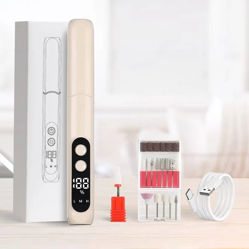 Nail Drill Kit Pen-Style 8 Interchangeable Bits Type-C Charging