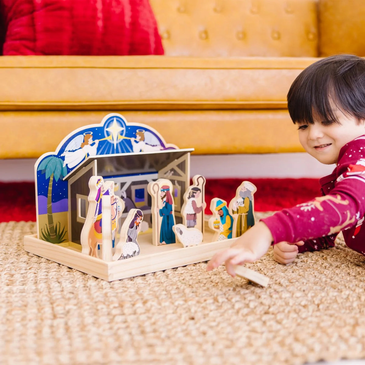 Nativity Set Solid Wood 11 Pieces Tool-Free Stable