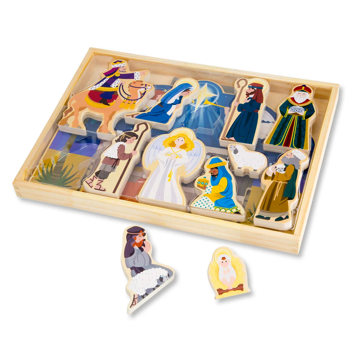 Nativity Set Solid Wood 11 Pieces Tool-Free Stable