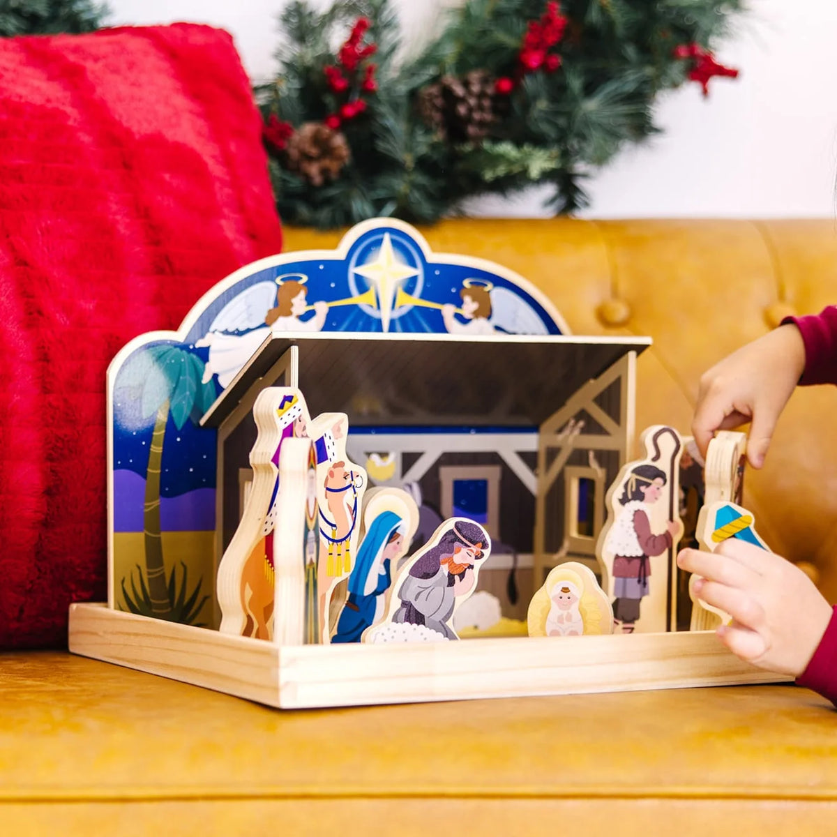 Nativity Set Solid Wood 11 Pieces Tool-Free Stable