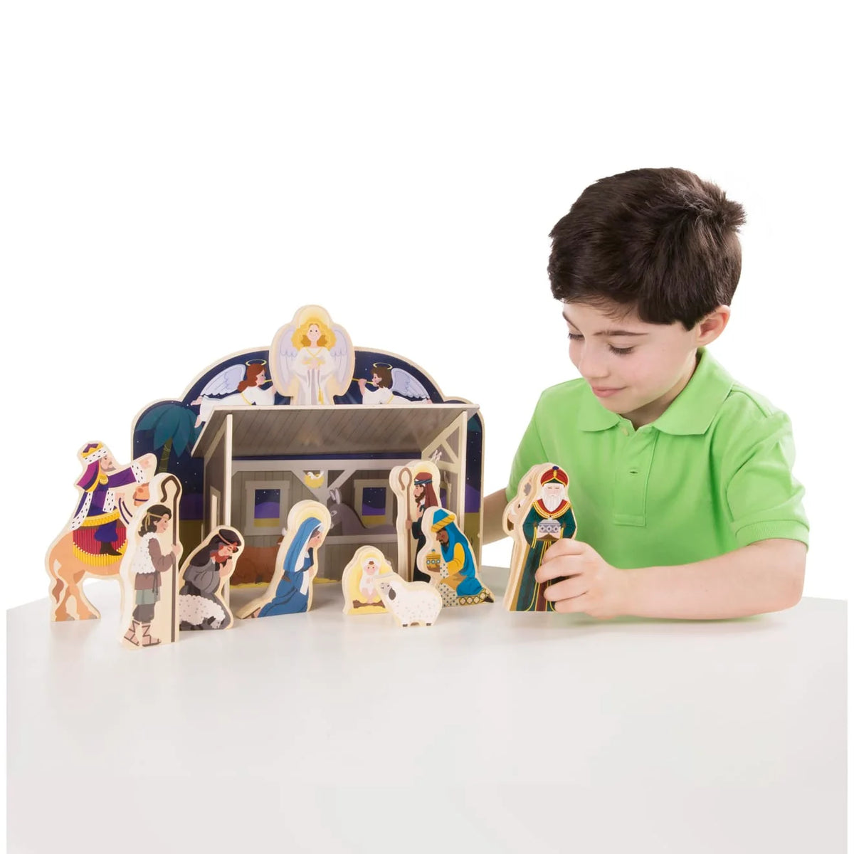 Nativity Set Solid Wood 11 Pieces Tool-Free Stable