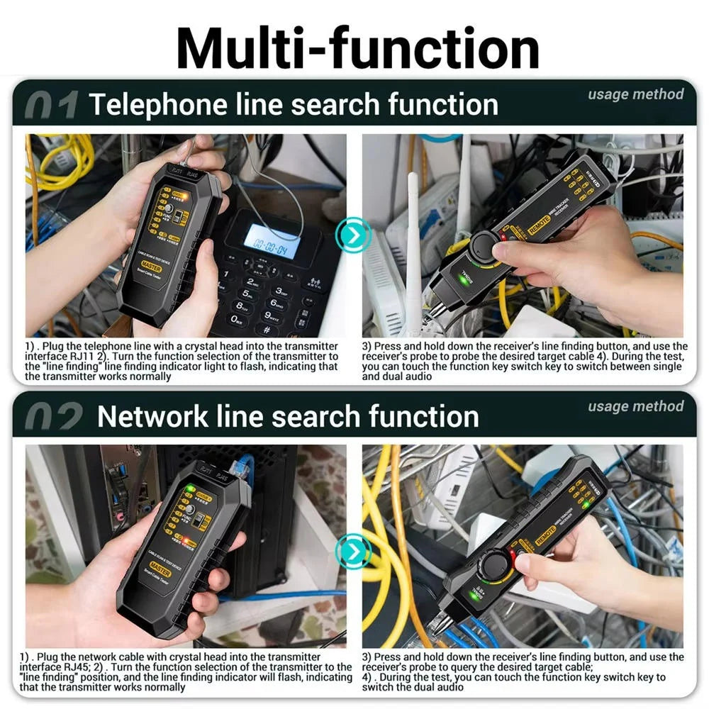 Network Cable Tester RJ45 & RJ11 LED Flashlight