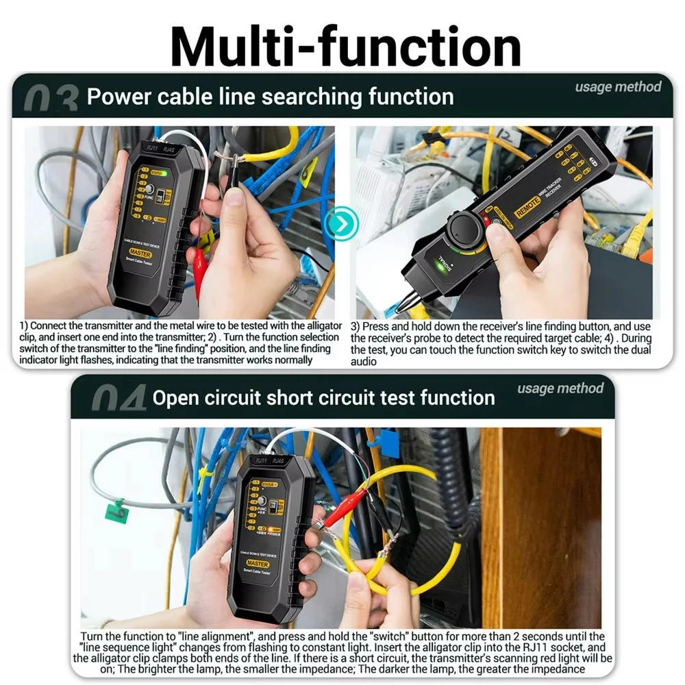 Network Cable Tester RJ45 & RJ11 LED Flashlight