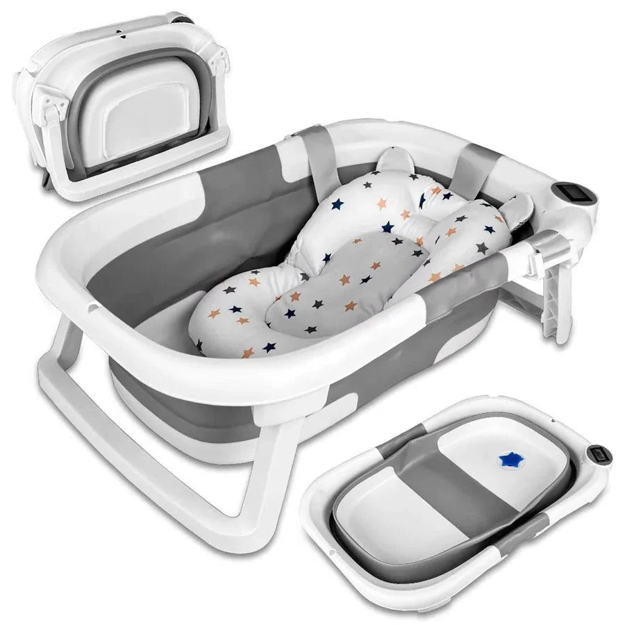 Newborn Bath Tub Foldable Temperature Alert & Non-Slip Base