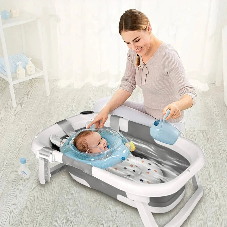 Newborn Bath Tub Foldable Temperature Alert & Non-Slip Base