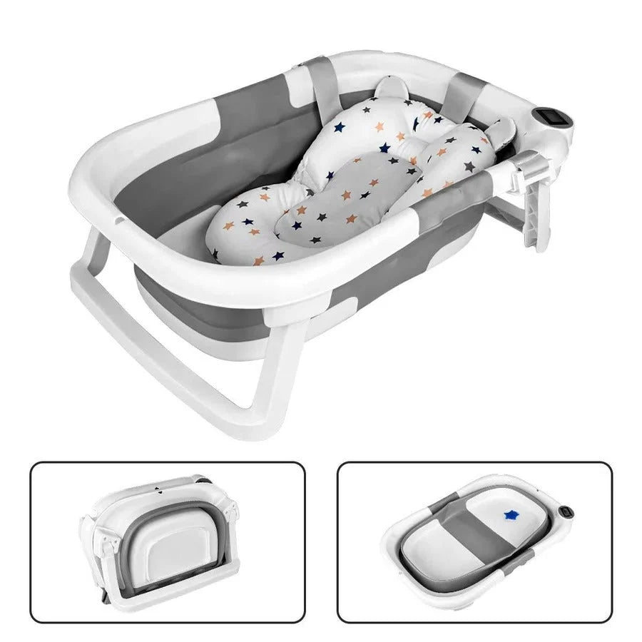 Newborn Bath Tub Foldable Temperature Alert & Non-Slip Base