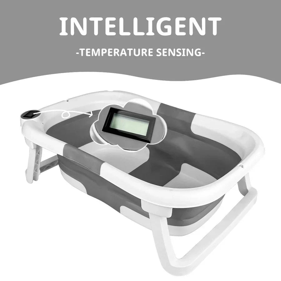 Newborn Bath Tub Foldable Temperature Alert & Non-Slip Base