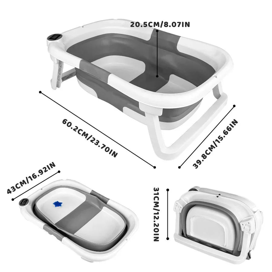 Newborn Bath Tub Foldable Temperature Alert & Non-Slip Base