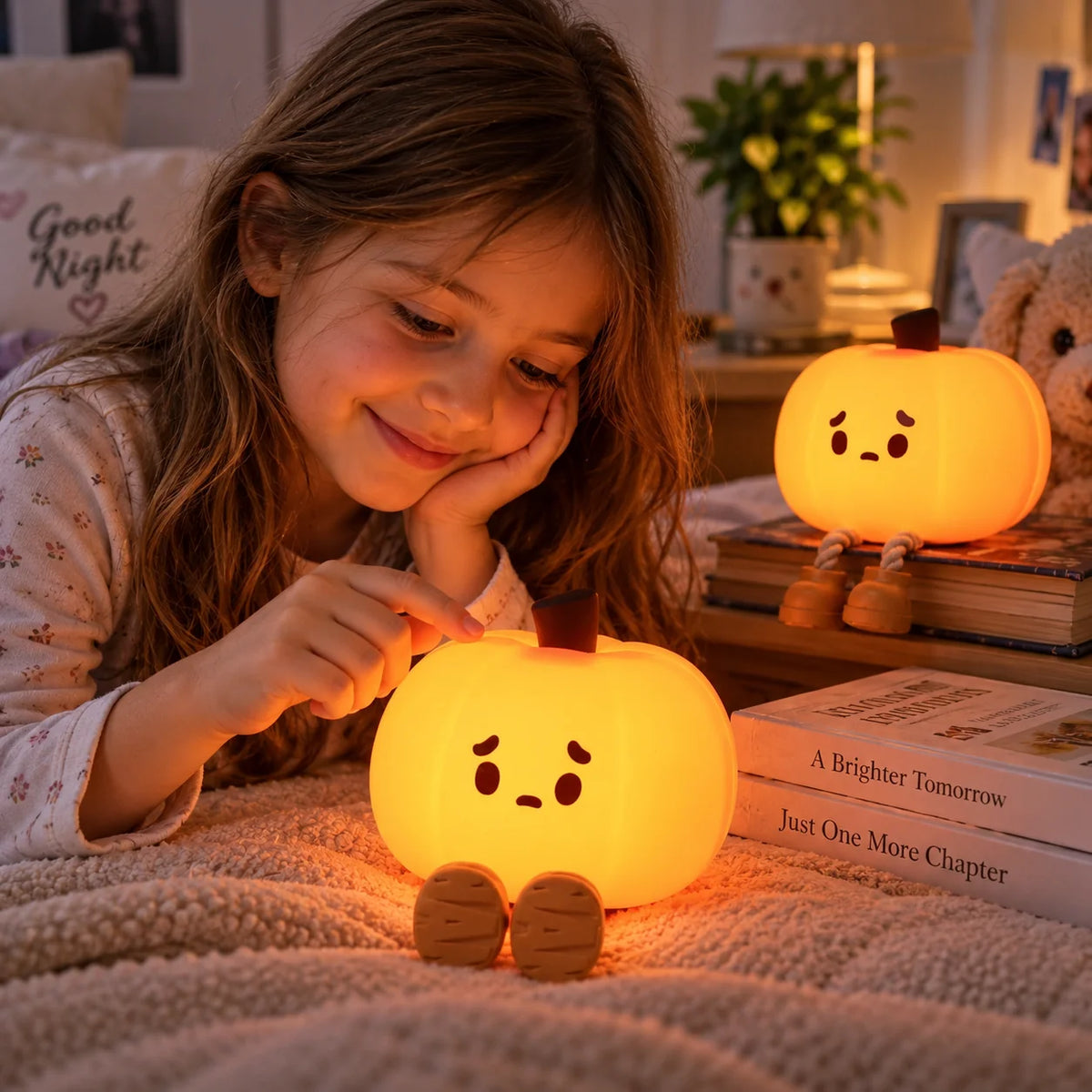 Night Light Pumpkin Cordless Silicone Soft White Glow