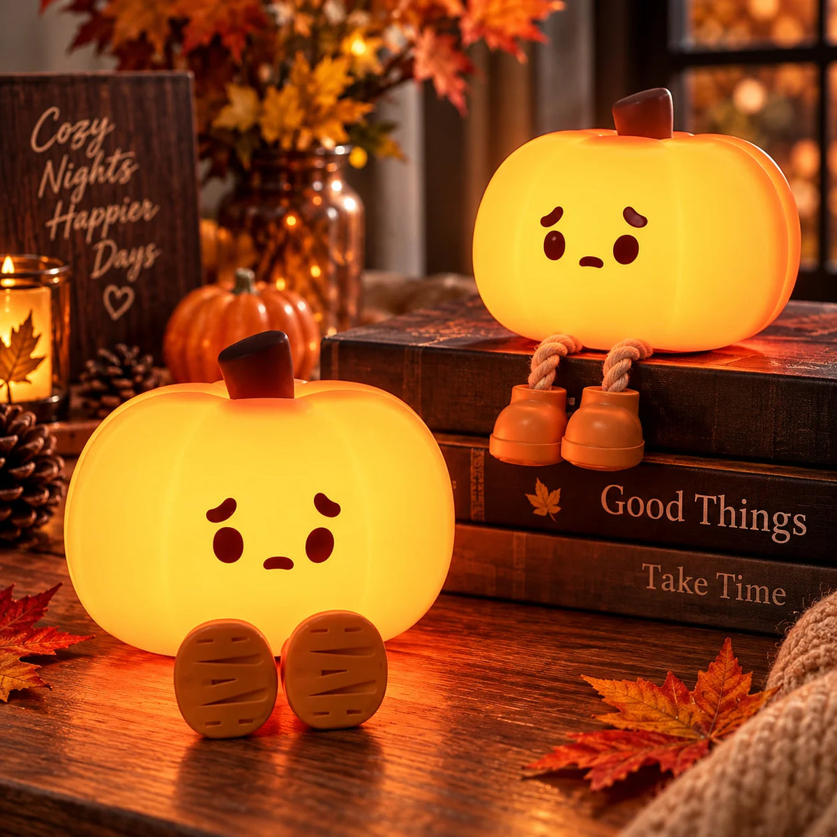 Night Light Pumpkin Cordless Silicone Soft White Glow