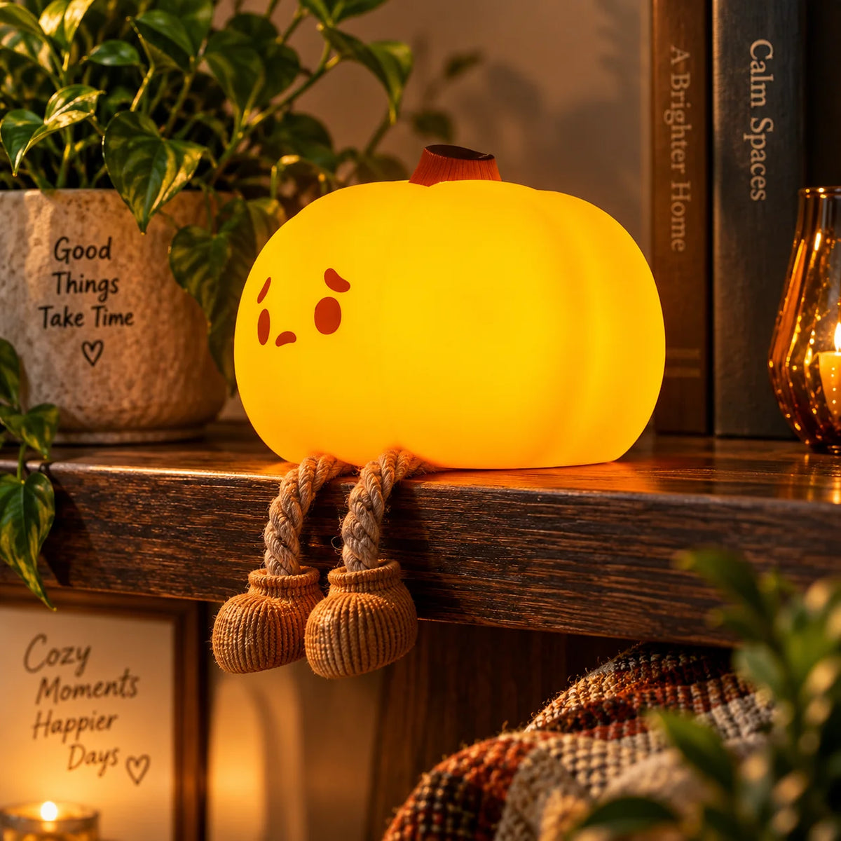 Night Light Pumpkin Cordless Silicone Soft White Glow