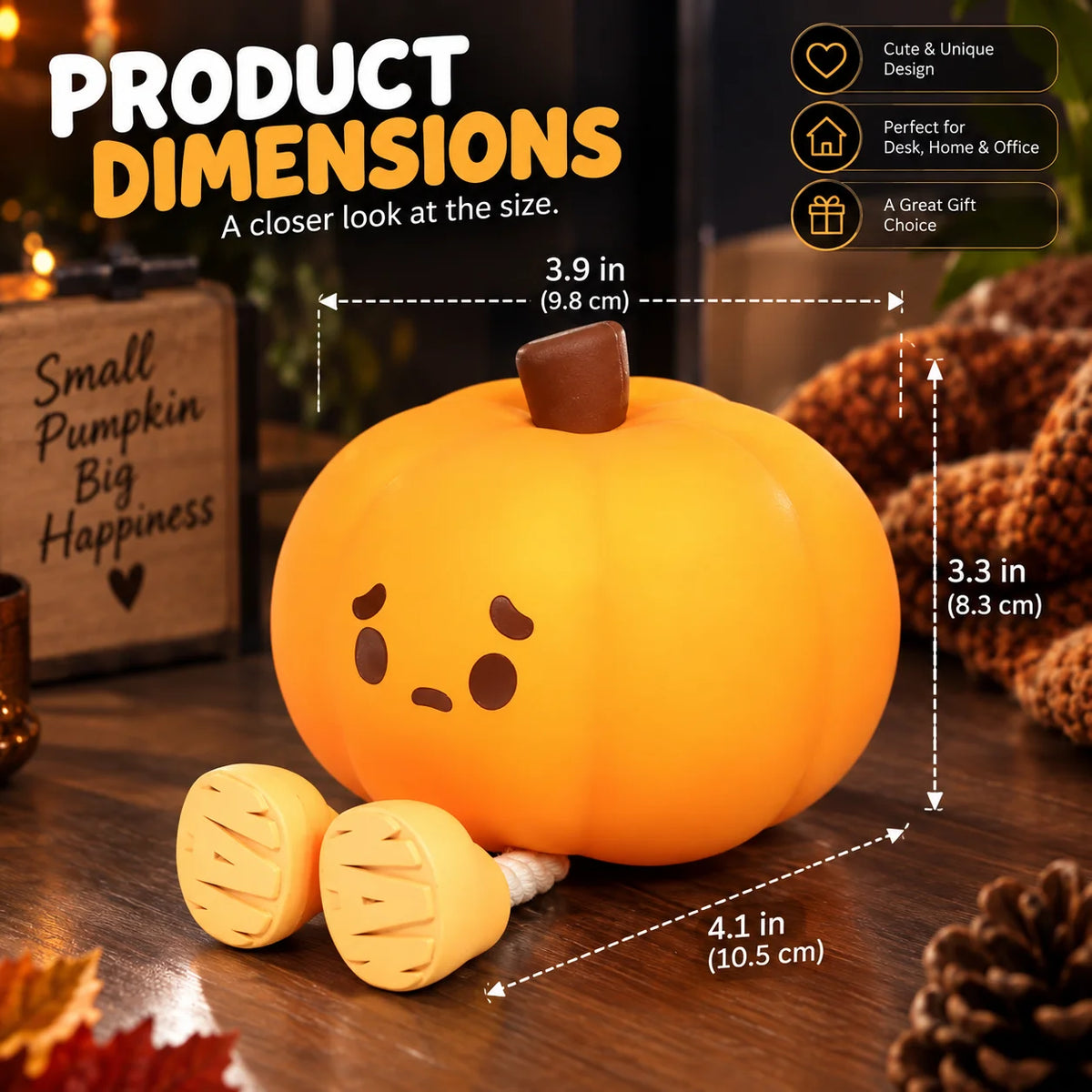 Night Light Pumpkin Cordless Silicone Soft White Glow