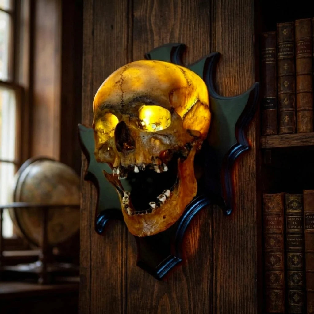 Nightlight Skull Sculpted Resin Warm LED & Sound