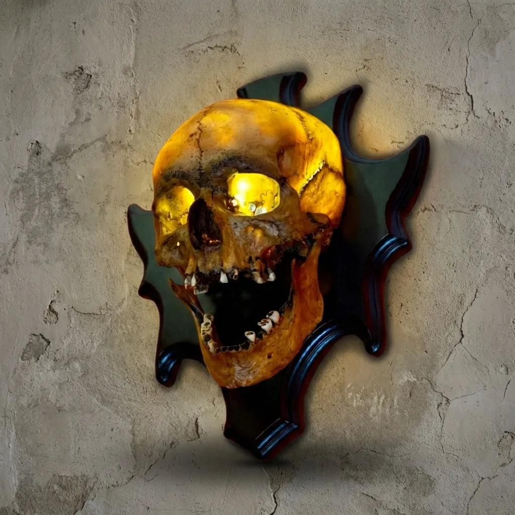 Nightlight Skull Sculpted Resin Warm LED & Sound