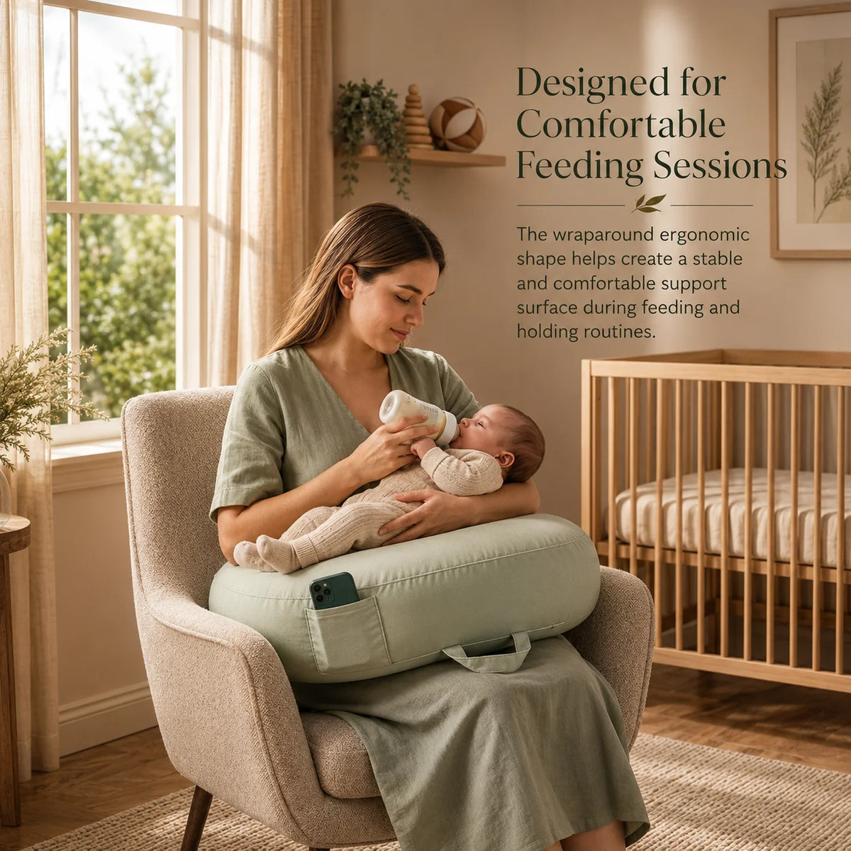Nursing Pillow Wraparound Support Adjustable Buckle Removable Cushion