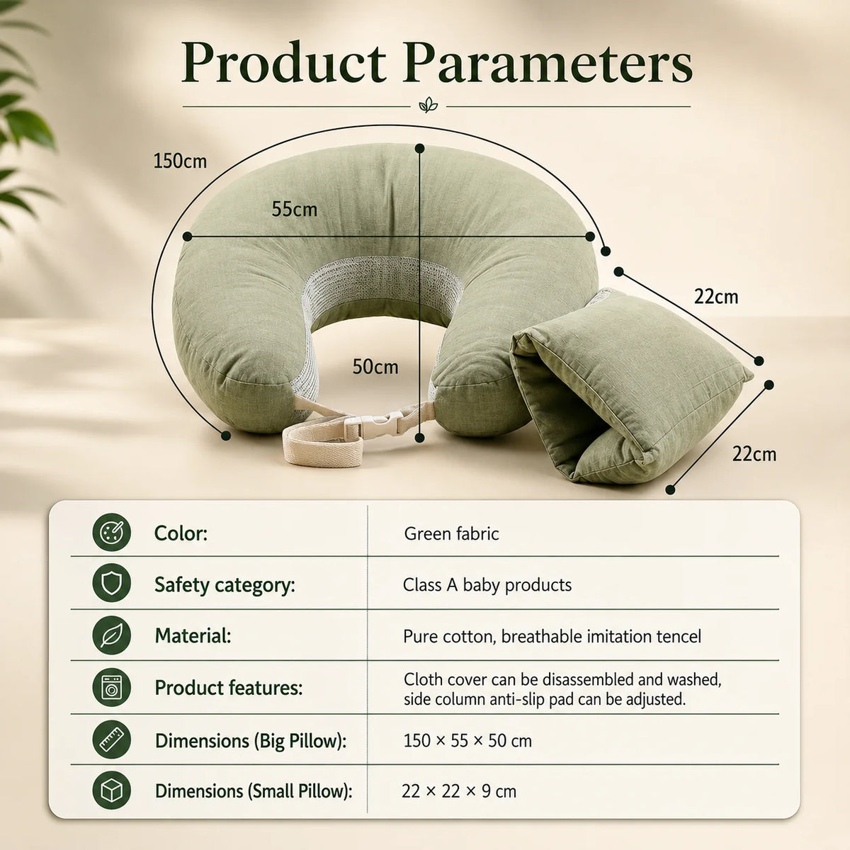 Nursing Pillow Wraparound Support Adjustable Buckle Removable Cushion