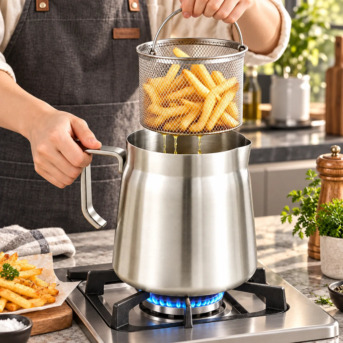 Oil Strainer Pot Stainless Steel Integrated Mesh 74 oz