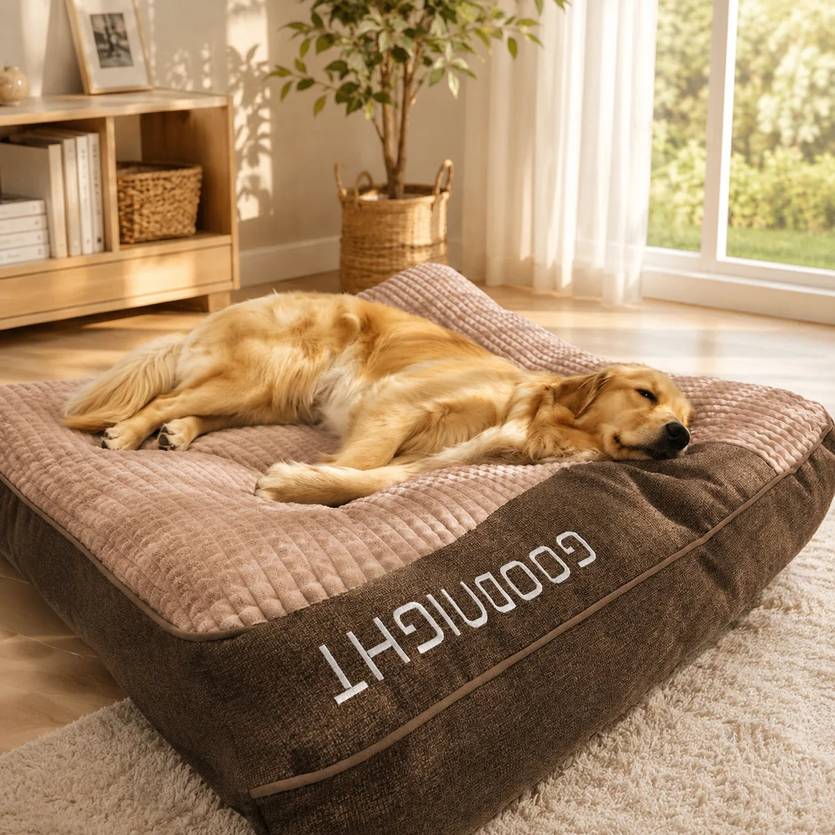 Orthopedic Bolster Dog Bed Crystal Velvet Washable Cover