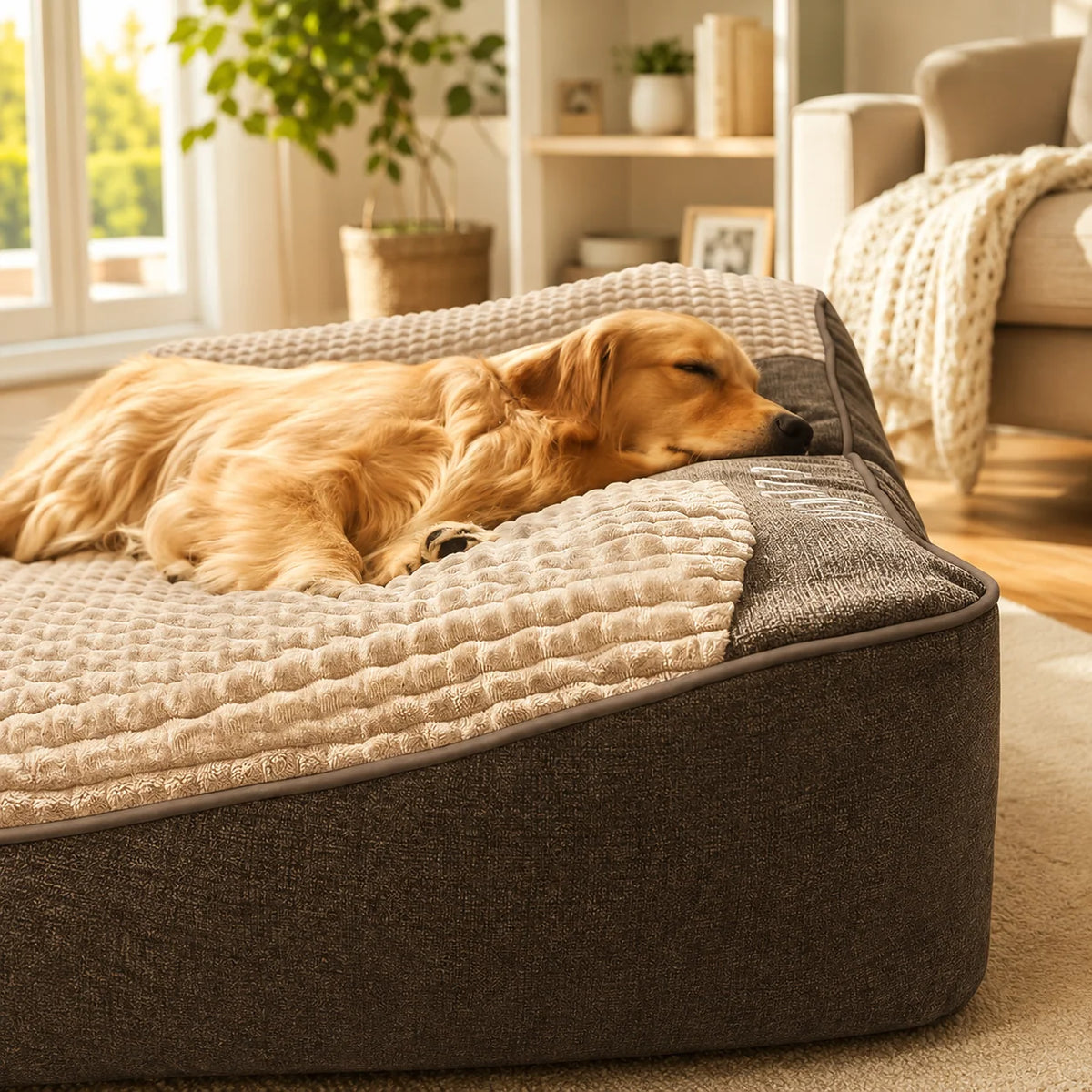 Orthopedic Bolster Dog Bed Crystal Velvet Washable Cover