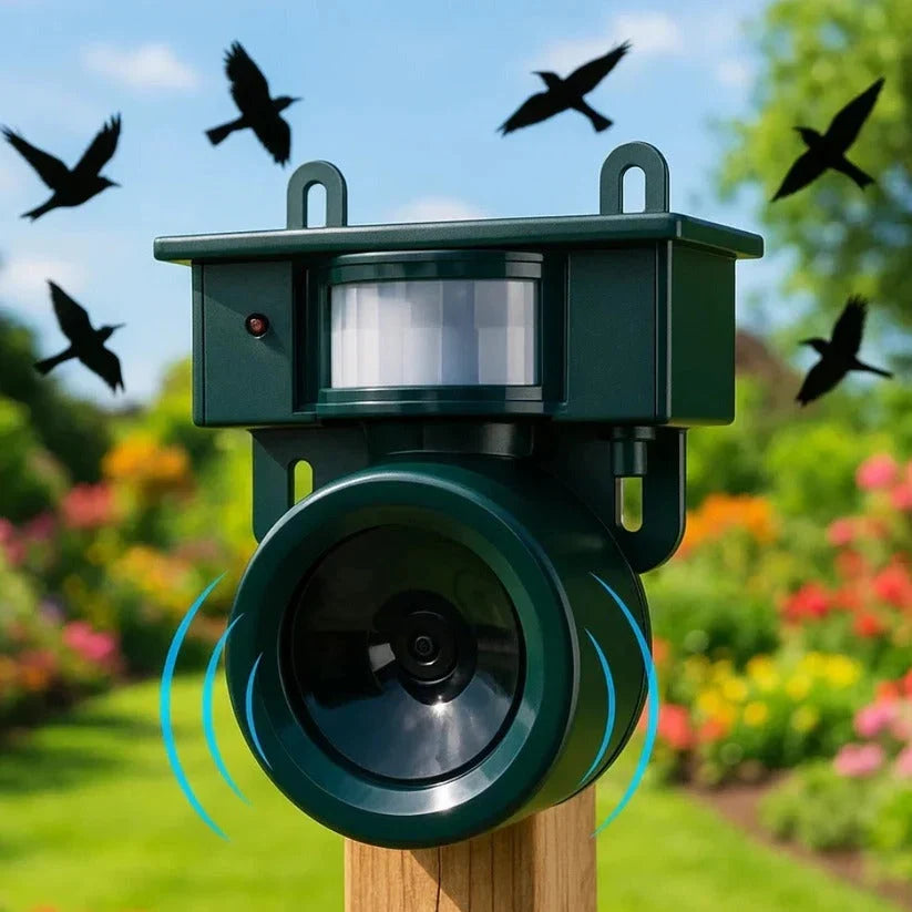 Outdoor Bird Repeller Solar-Powered Motion-Activated Sound Weather-Resistant
