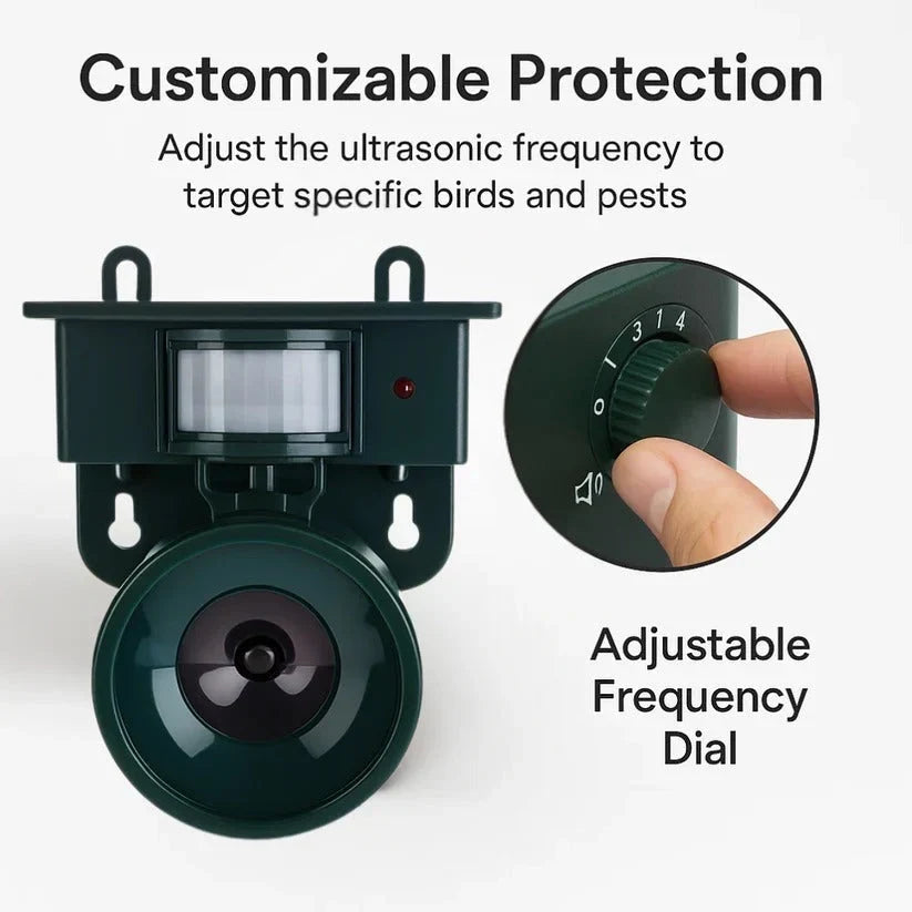 Outdoor Bird Repeller Solar-Powered Motion-Activated Sound Weather-Resistant