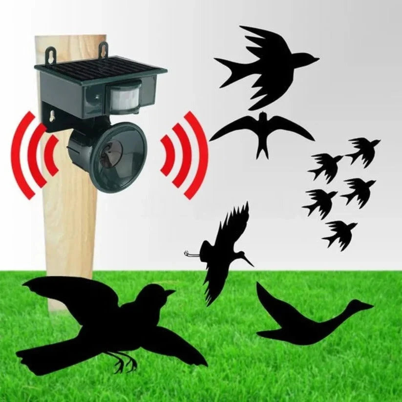 Outdoor Bird Repeller Solar-Powered Motion-Activated Sound Weather-Resistant