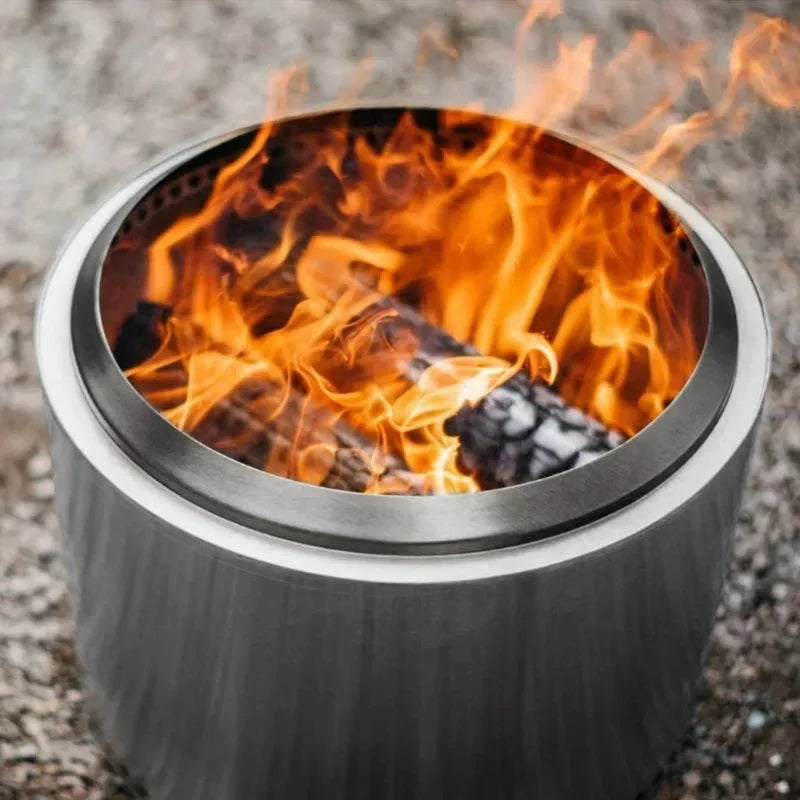 Outdoor Fire Pit Double-Wall Smokeless Stainless Steel Portable