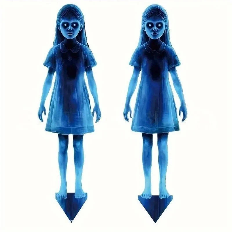 Outdoor Halloween Decoration Lighted Twin Ghost Silhouettes
