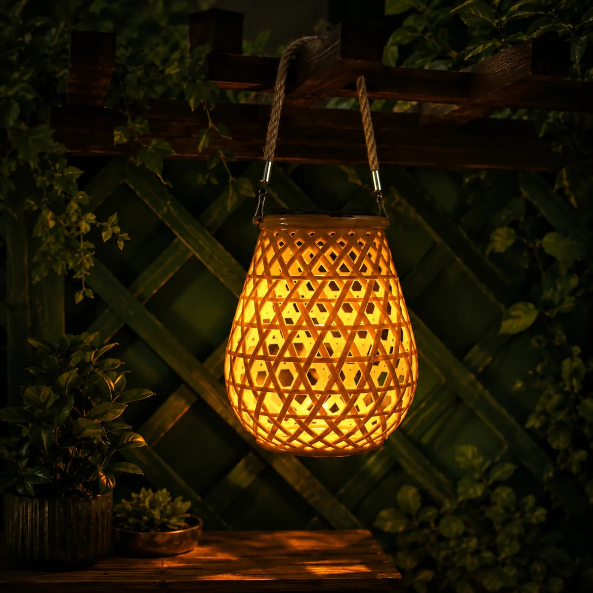 Outdoor Lantern Solar-Powered Weather-Resistant Warm LED