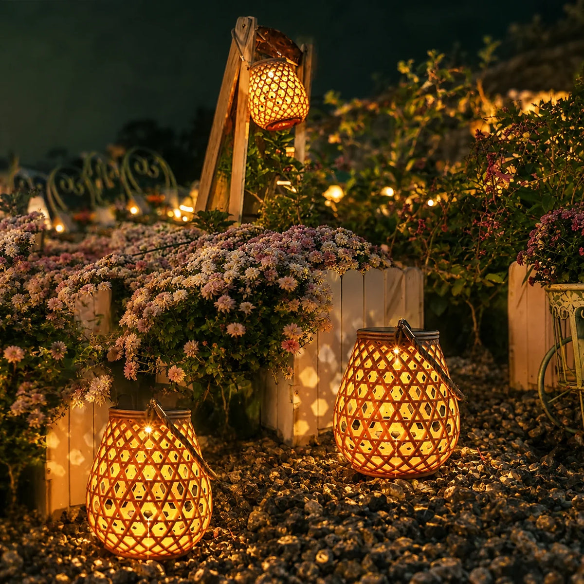 Outdoor Lantern Solar-Powered Weather-Resistant Warm LED