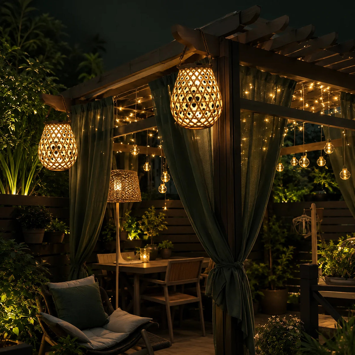 Outdoor Lantern Solar-Powered Weather-Resistant Warm LED
