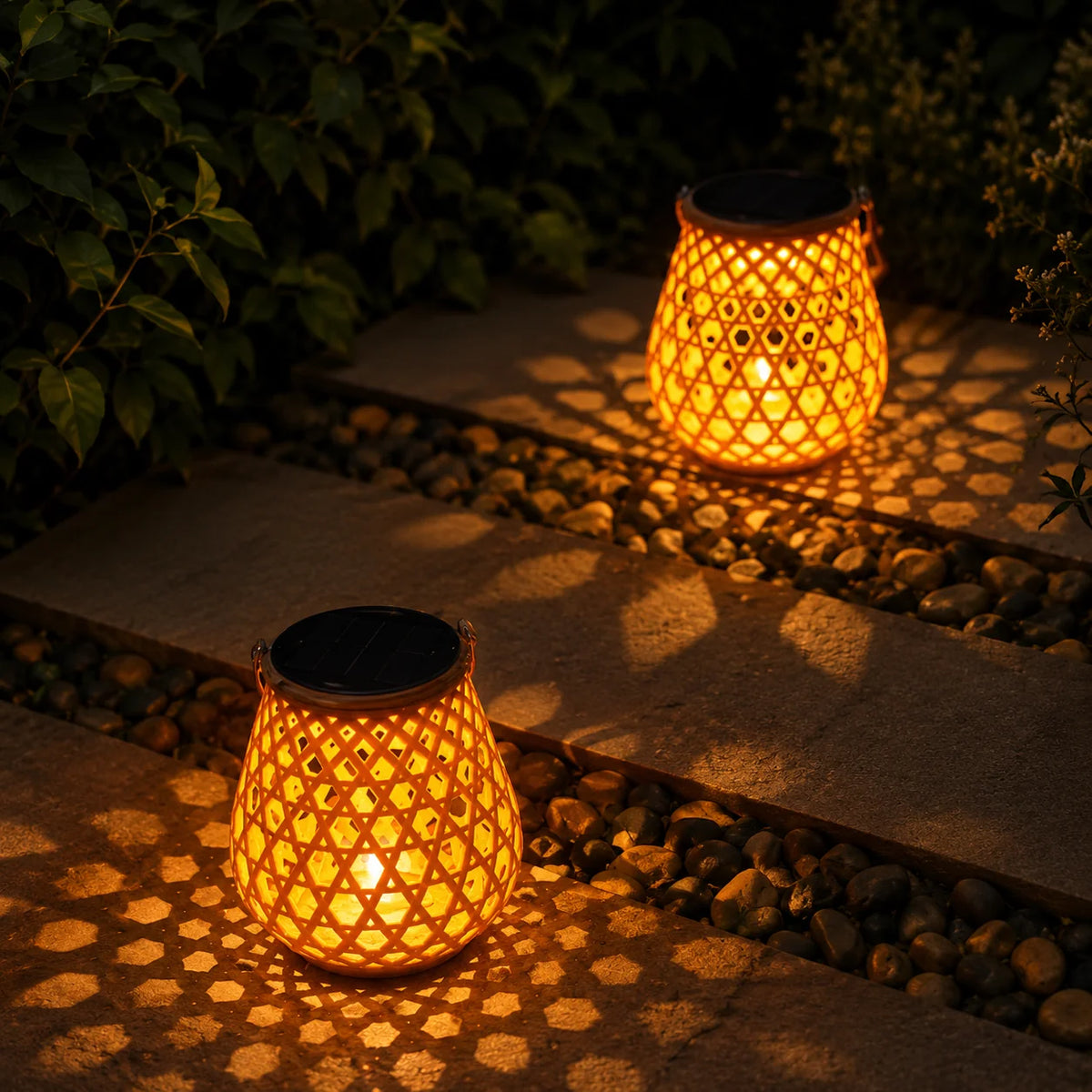 Outdoor Lantern Solar-Powered Weather-Resistant Warm LED