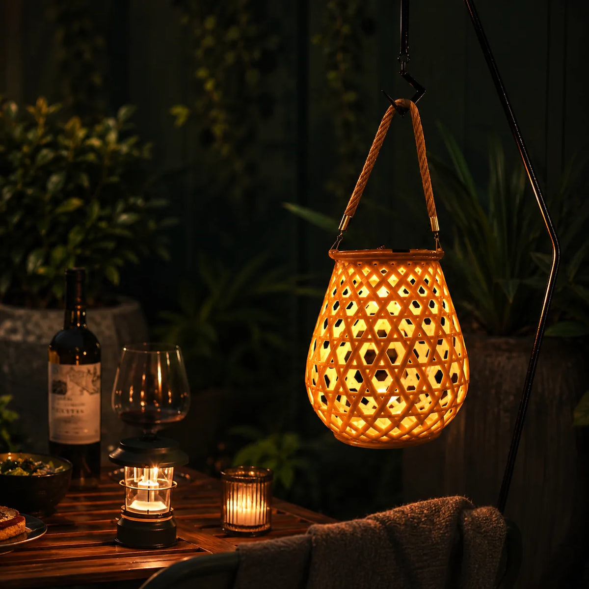 Outdoor Lantern Solar-Powered Weather-Resistant Warm LED