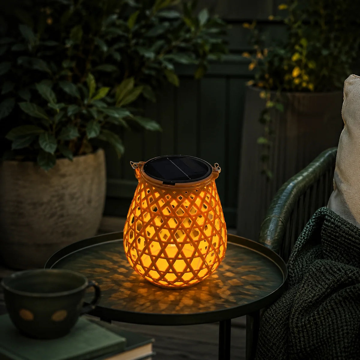 Outdoor Lantern Solar-Powered Weather-Resistant Warm LED