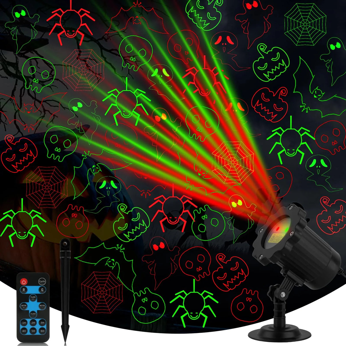Outdoor Laser Projector 8 Patterns RF Remote & Timer