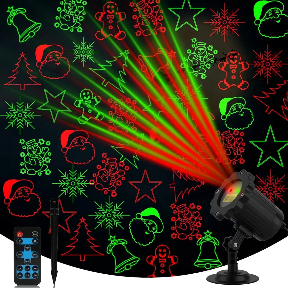 Outdoor Laser Projector 8 Patterns RF Remote & Timer