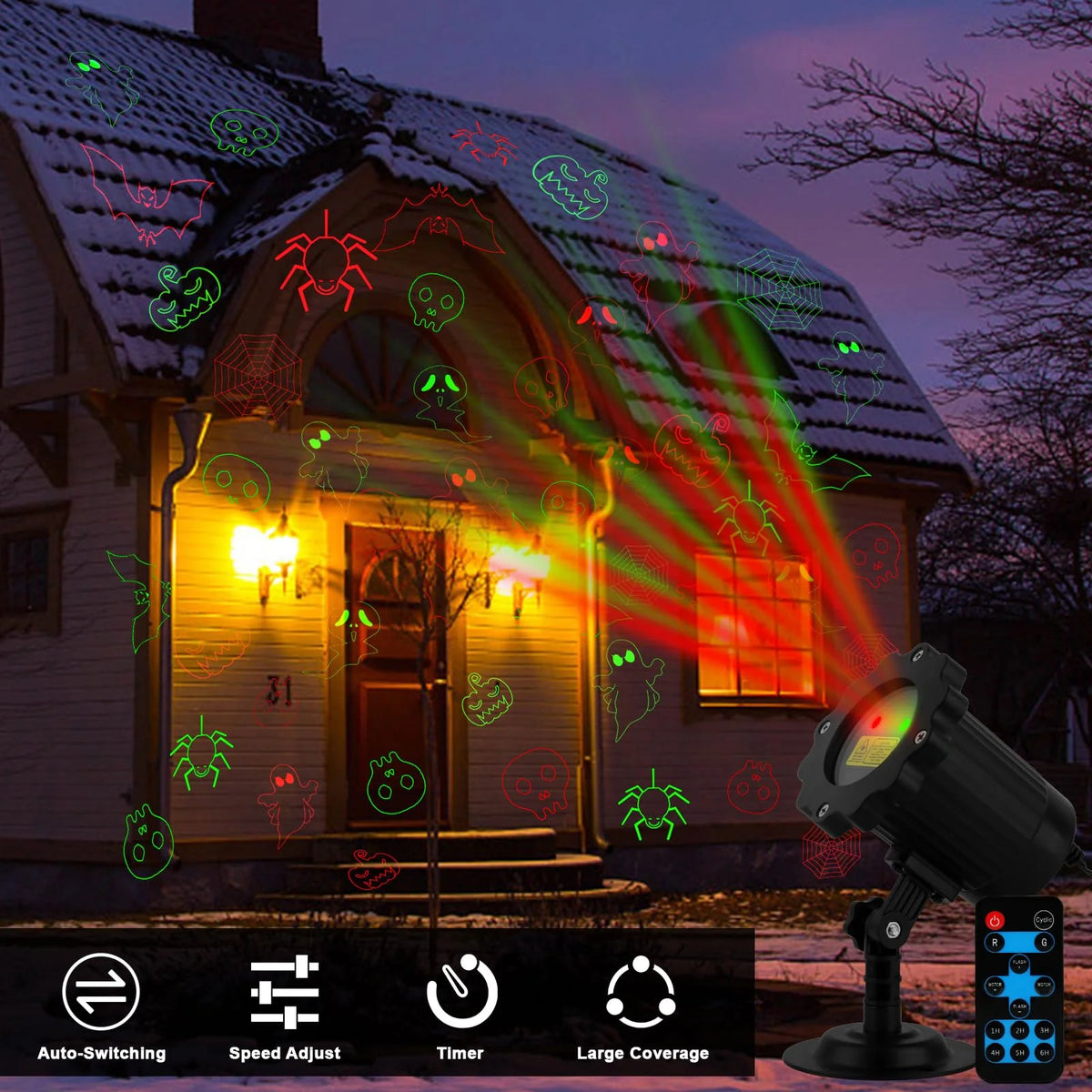 Outdoor Laser Projector 8 Patterns RF Remote & Timer