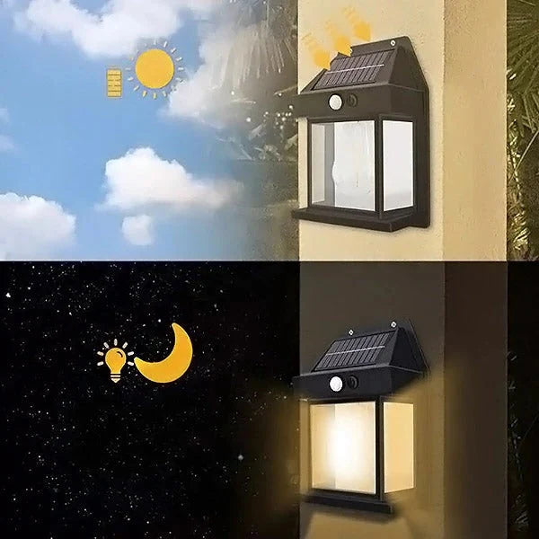 Outdoor Motion Sensor Light Solar Rechargeable Warm White Weather-Resistant