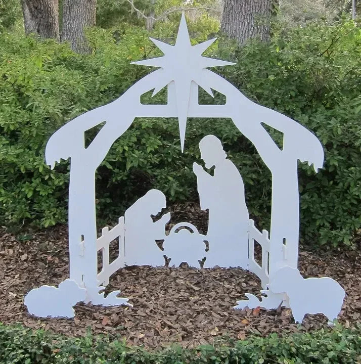 Outdoor Nativity Set Weather-Resistant PVC 4-Piece