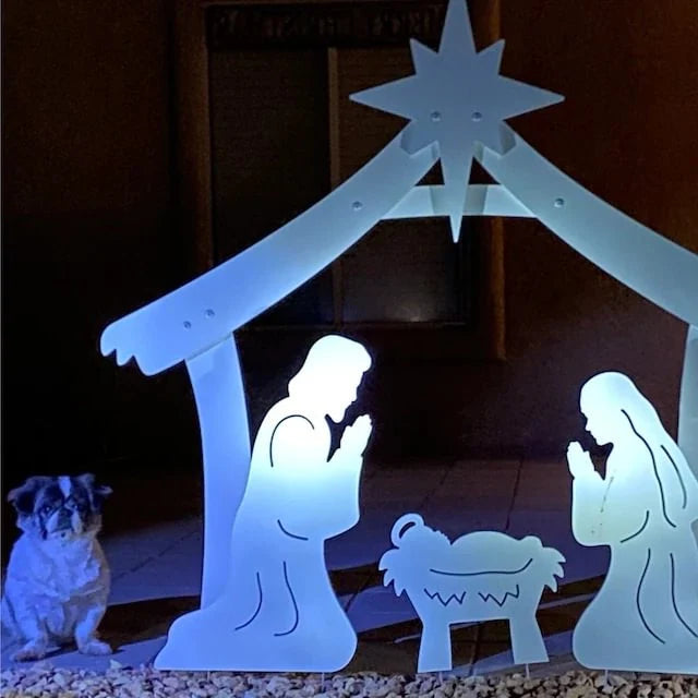 Outdoor Nativity Set Weather-Resistant PVC 4-Piece