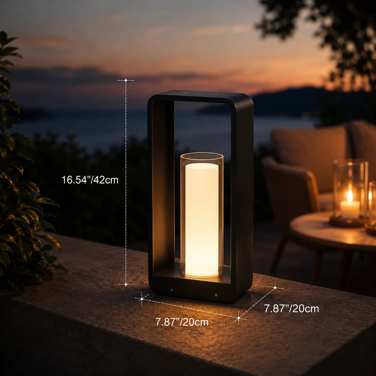 Outdoor Path Light Stainless Steel Frosted Acrylic Solar & Hardwired