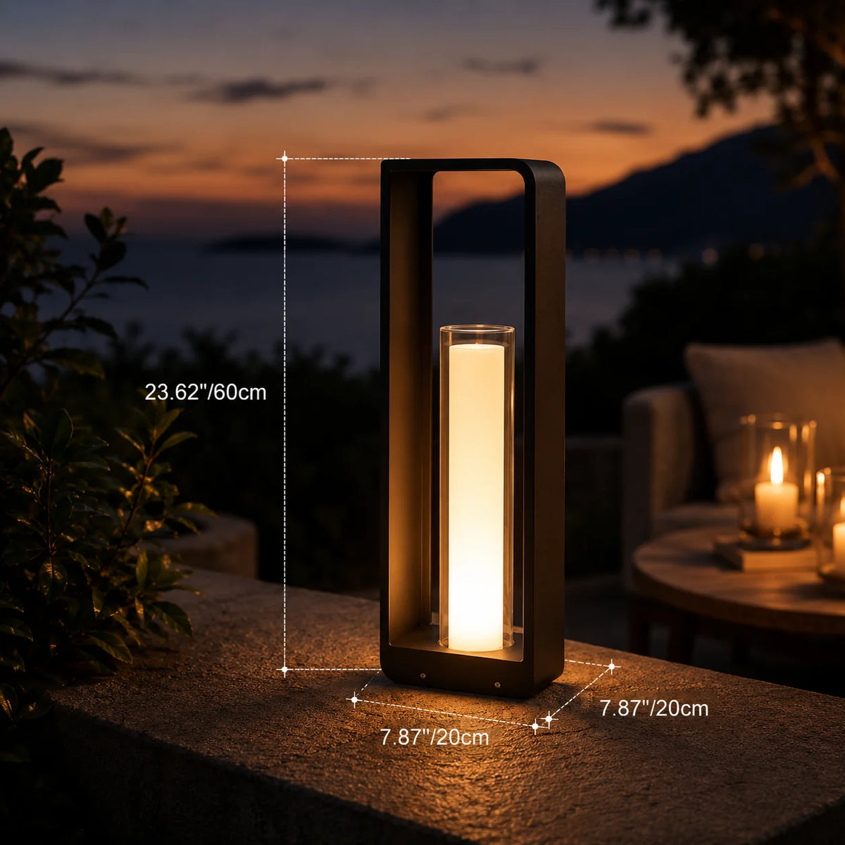 Outdoor Path Light Stainless Steel Frosted Acrylic Solar & Hardwired