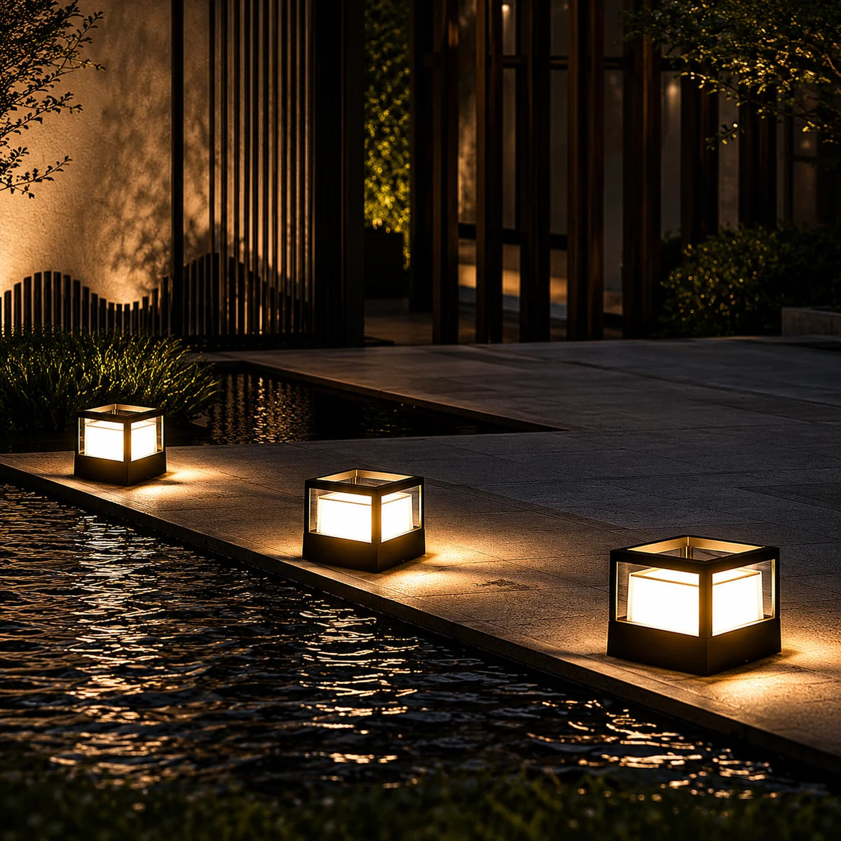 Outdoor Post Lantern Built-In LED Warm White