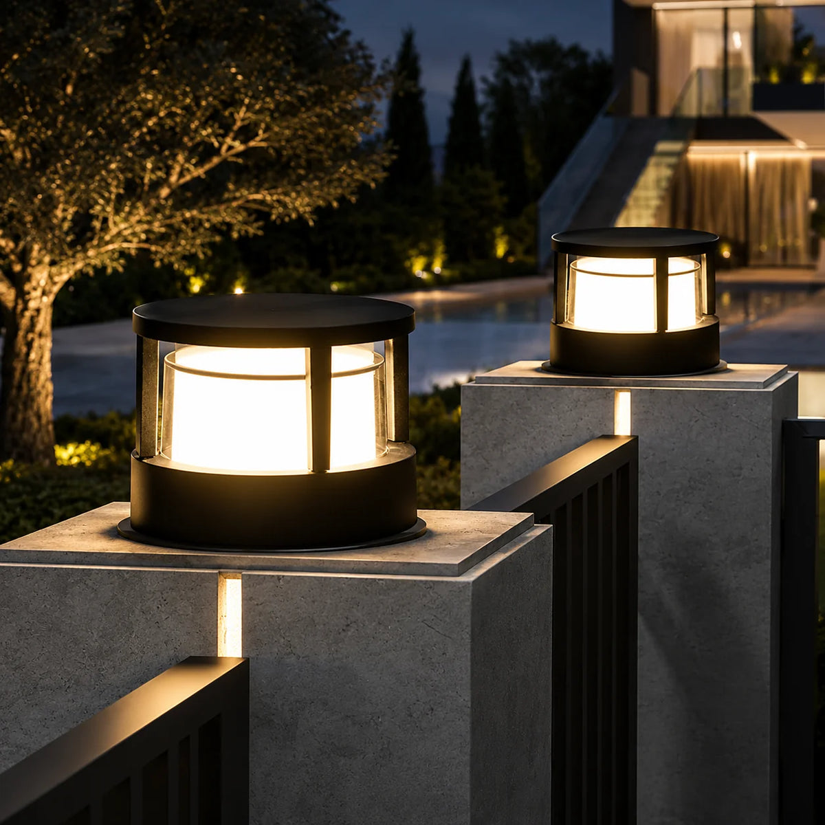 Outdoor Post Lantern Built-In LED Warm White