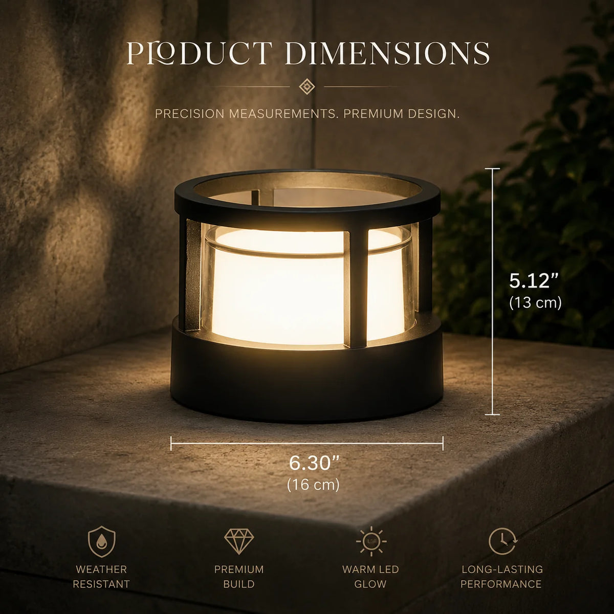Outdoor Post Lantern Built-In LED Warm White